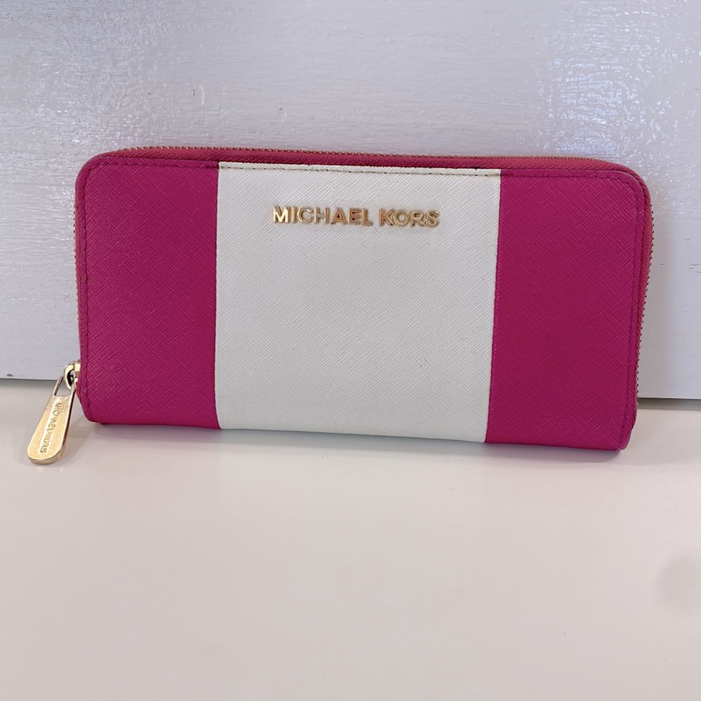 Michael Kors Full Size Pink & White Wallet